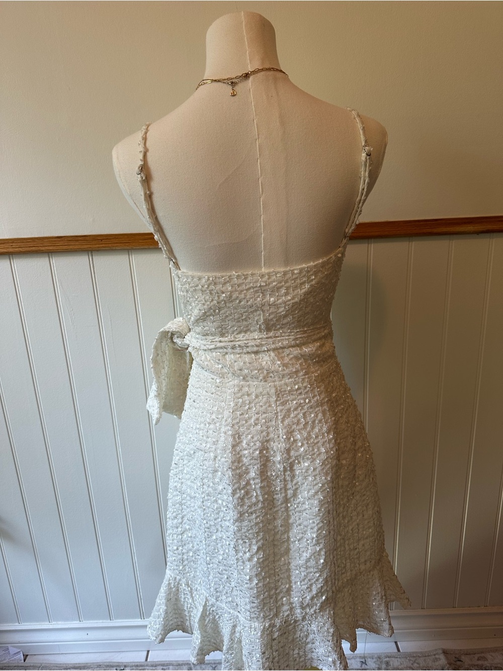Saints & Secrets Ivory Textured Wrap Dress – Medium (new with tags) - Picture 5 of 6